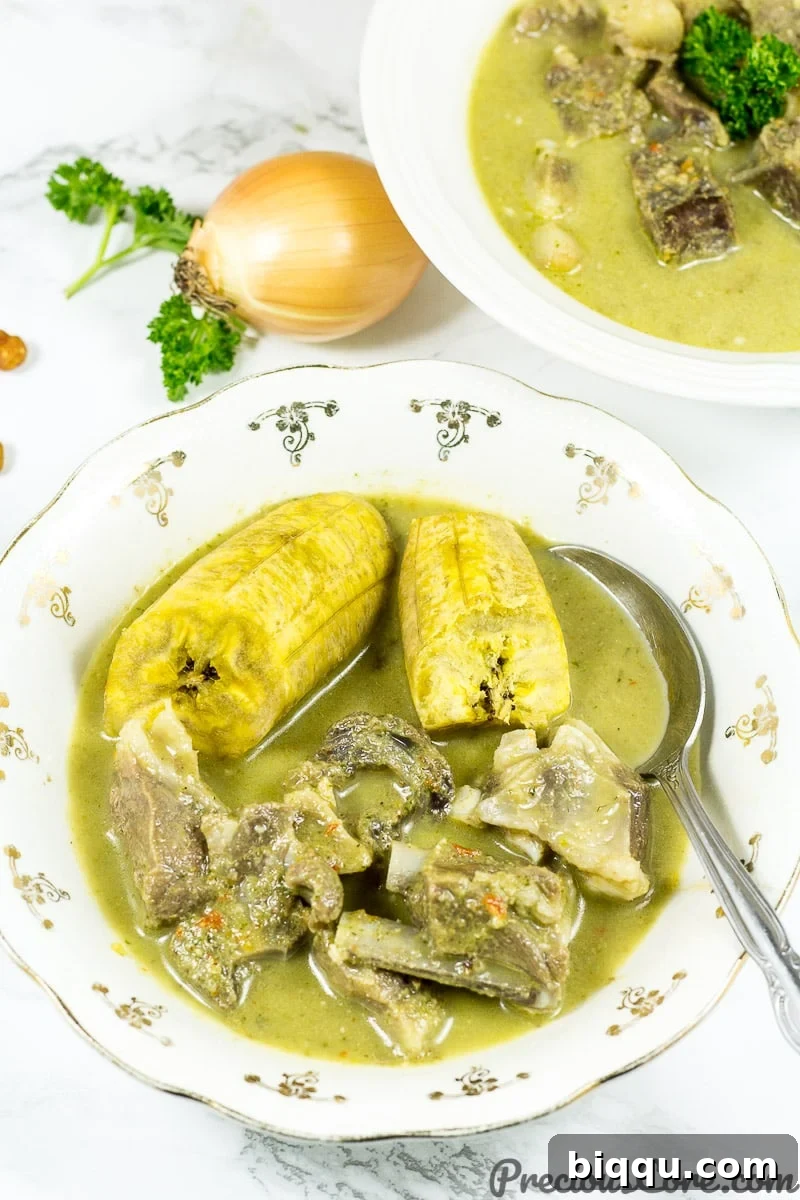 Goat Meat Pepper Soup and Plantain, a classic combination.