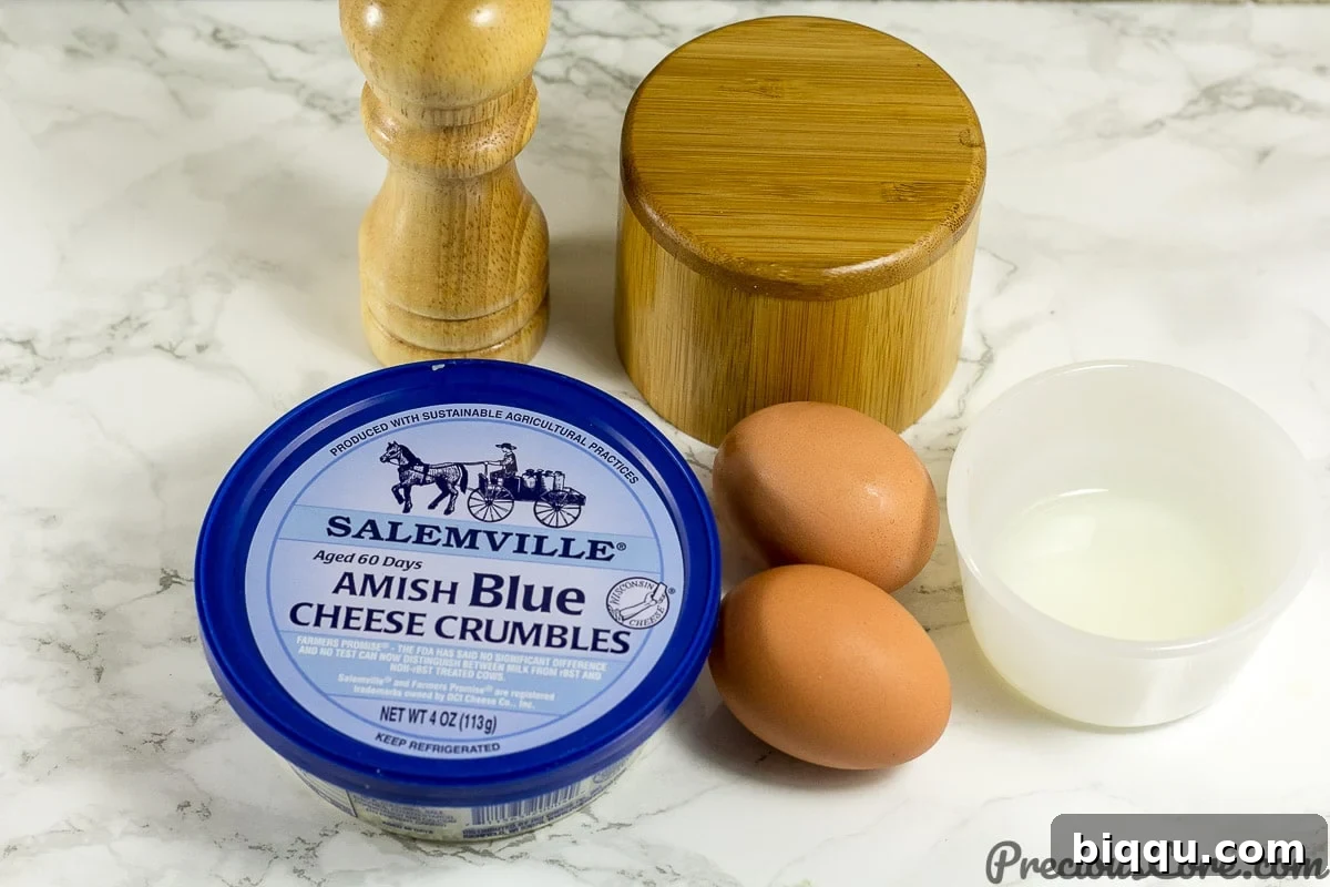 Ingredients for how to make an omelet with cheese. Easy cheese omelette recipe.