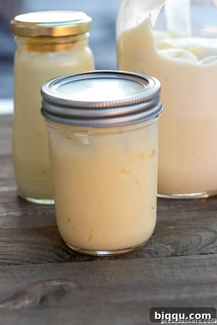 Homemade mayonnaise in jars with tight-fitting lids
