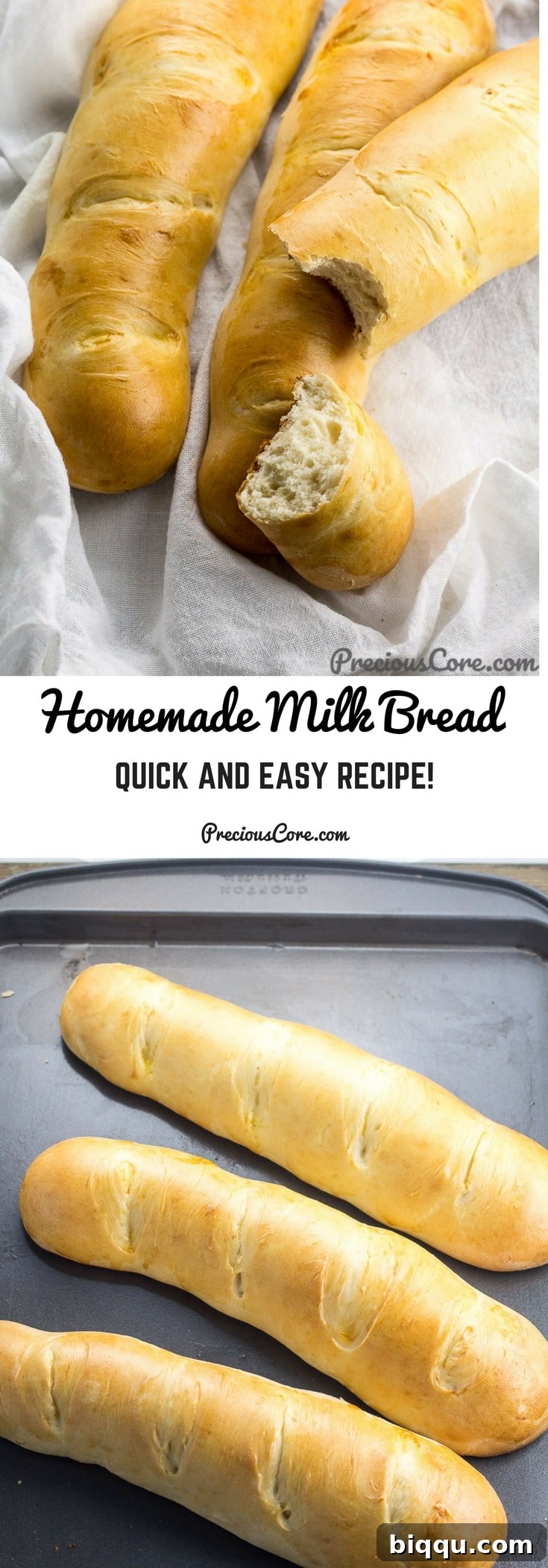 Collage with text "Homemade Milk Bread Quick and Easy Recipe!"