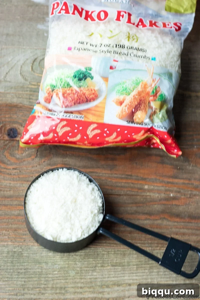 Panko breadcrumbs in a bowl, essential for crunchy African Fish Balls