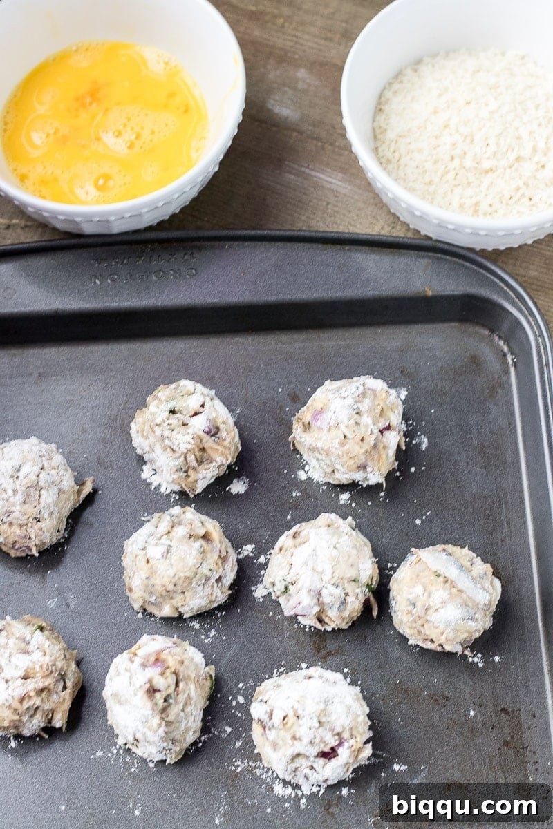African Fish Balls shaped into uniform balls on a tray