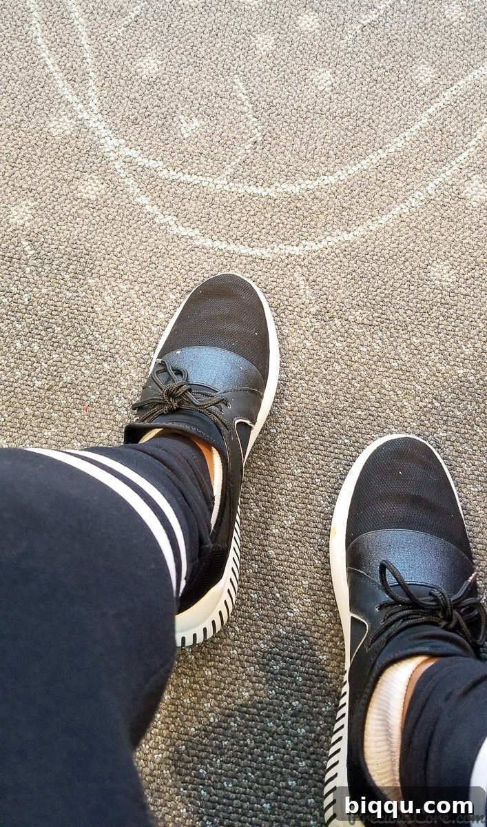 My sneakers waiting to travel at Minneapolis Saint Paul International Airport