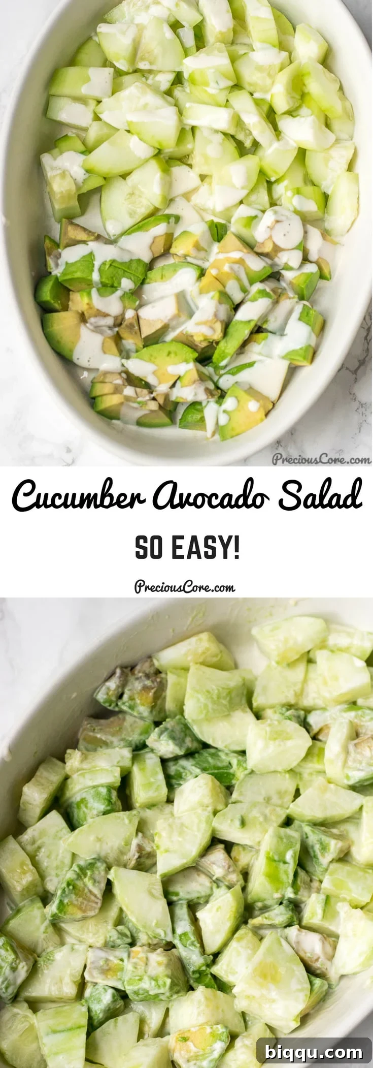 Collage with text "Cucumber Avocado Salad So Easy!"