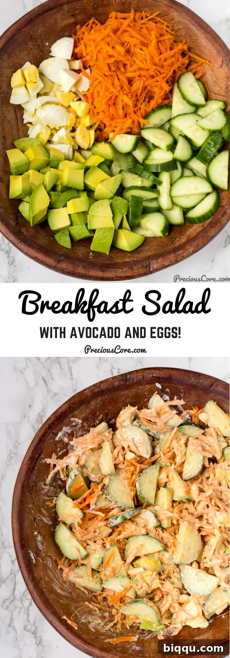 Collage with text "Breakfast Salad with Avocado and Eggs!"