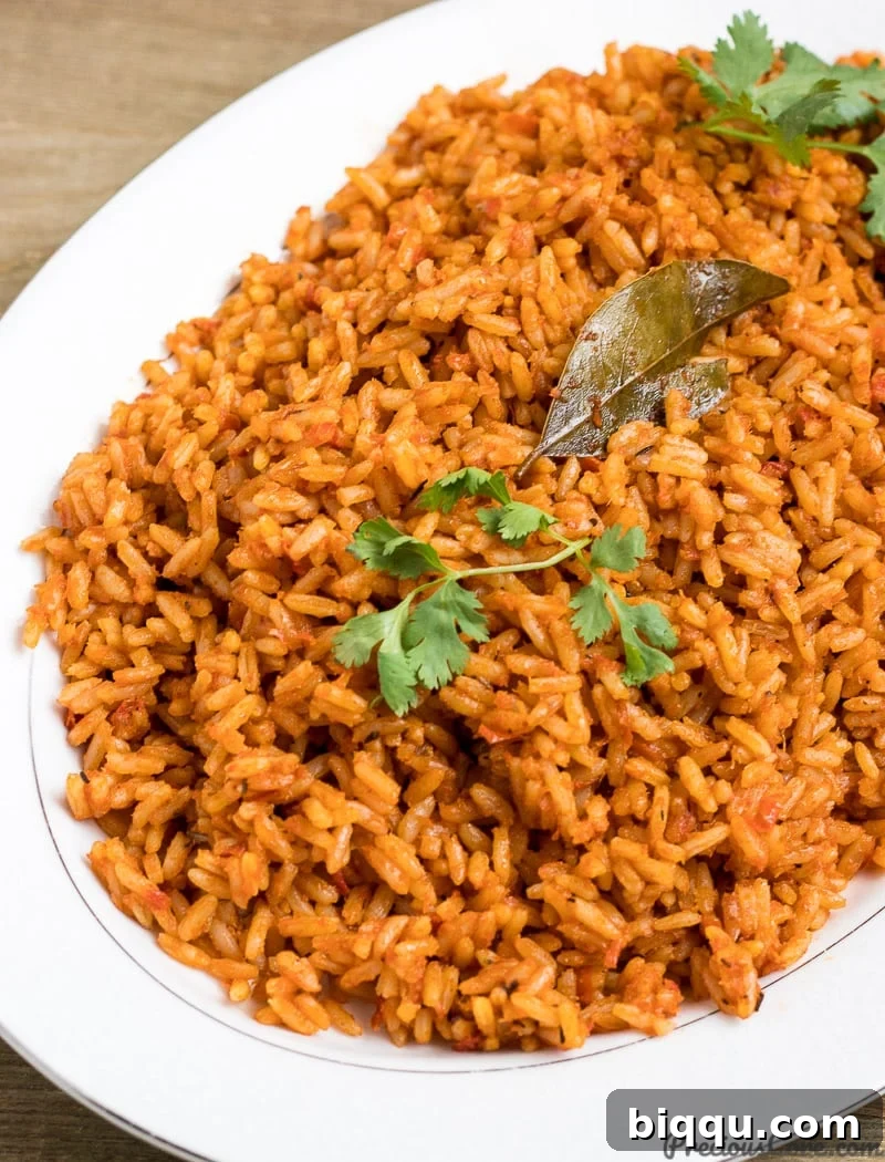 Delicious Nigerian Jollof Rice served on a plate