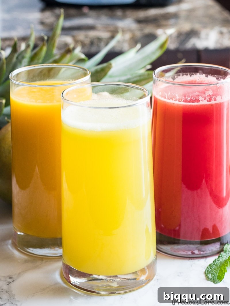 Healthy Juice Recipes - Homemade - A vibrant selection of fresh, homemade juices in glass bottles and glasses, showcasing natural colors and ingredients, perfect for boosting health and immunity.