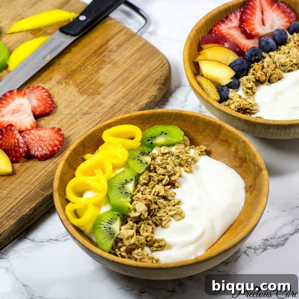 Homemade yogurt parfait bowls