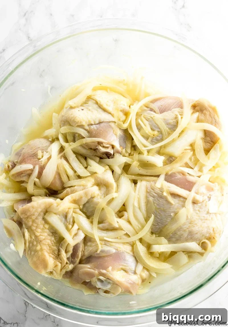 Marinating chicken for Chicken Yassa