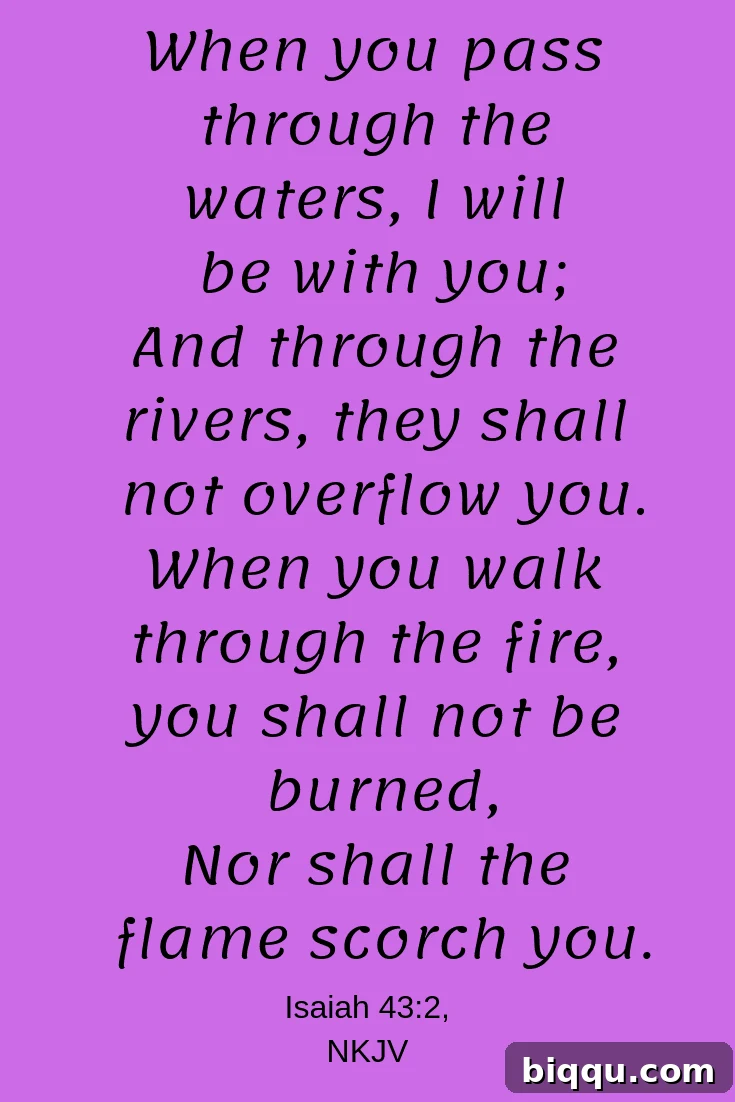 Finding strength and purpose in adversity: God's promise to be with you when you pass through the fire, not allowing the flames to burn you but to purify you and make you stronger. A message of hope and resilience in challenging times.