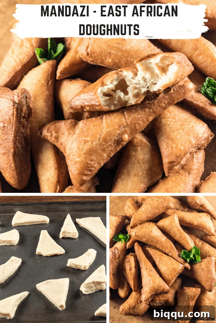 Mandazi East African Doughnuts 12 A collage displaying Mandazi dough before frying and golden-brown Mandazi after frying.