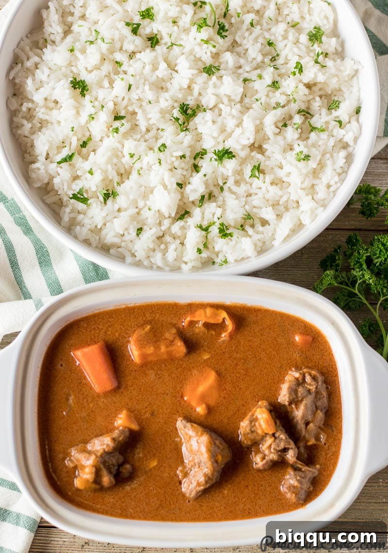 Bowl of African Peanut Stew and Bowl of Rice
