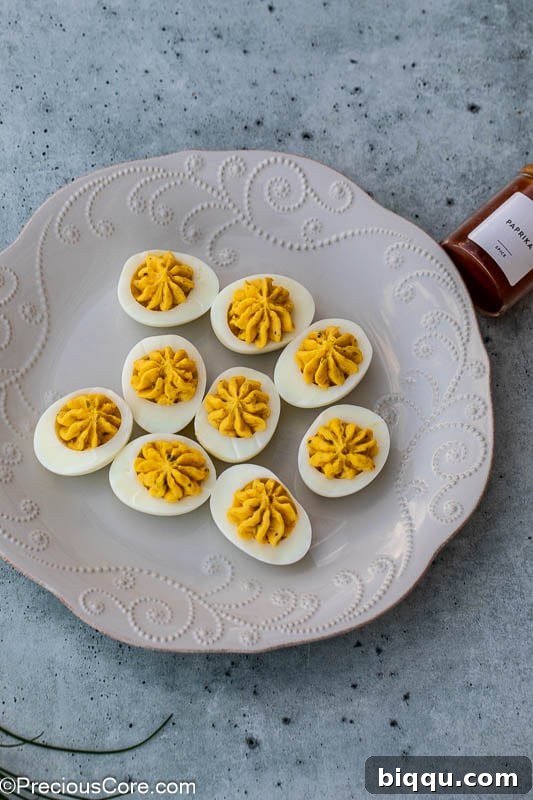 Southern deviled eggs on a platter.