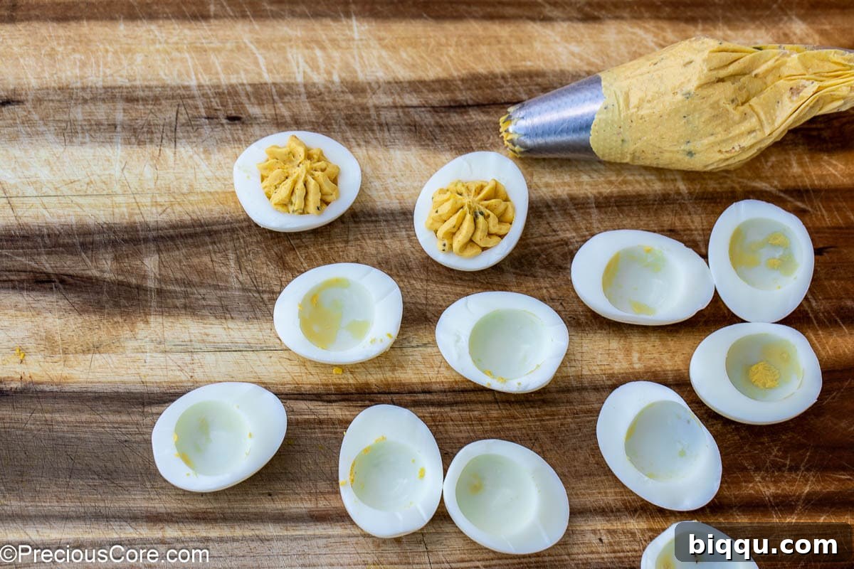 Piping bag for filling deviled eggs.