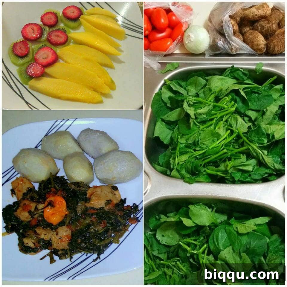 Traditional Cameroonian dish of Ibo cocoyams and njamanjama