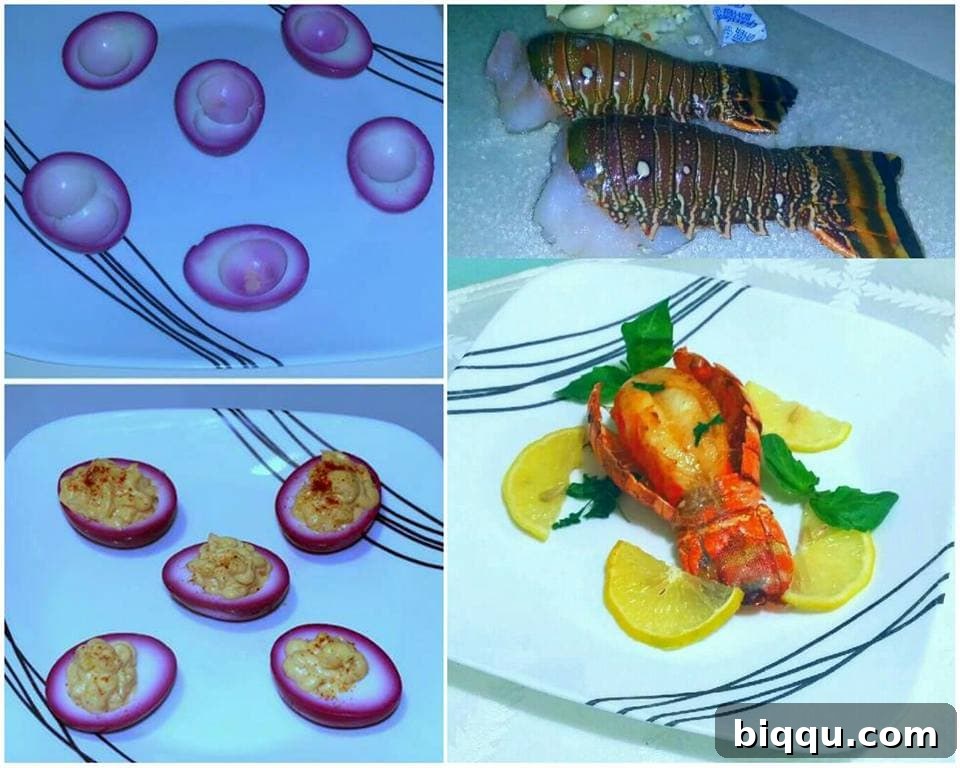 Lapiro's vibrant purple dyed deviled eggs