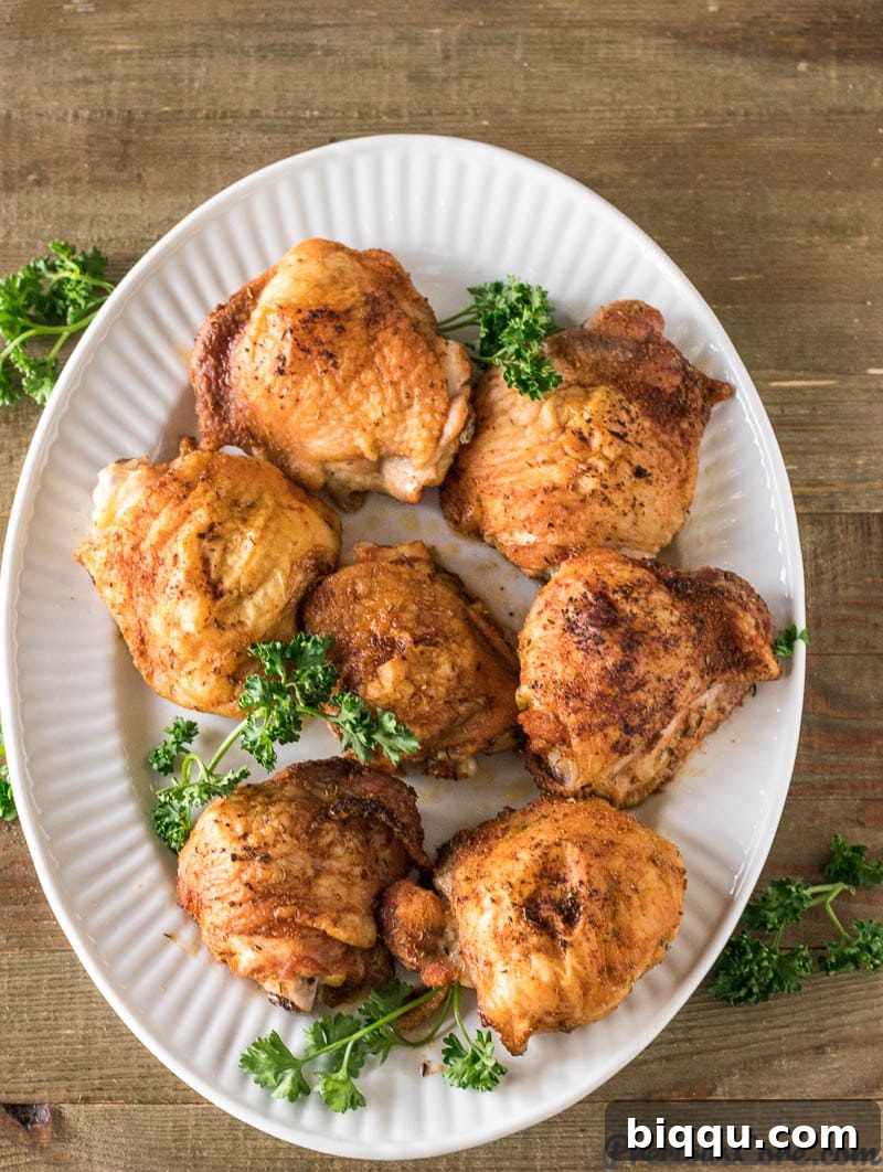 Baked Chicken Thighs on a platter