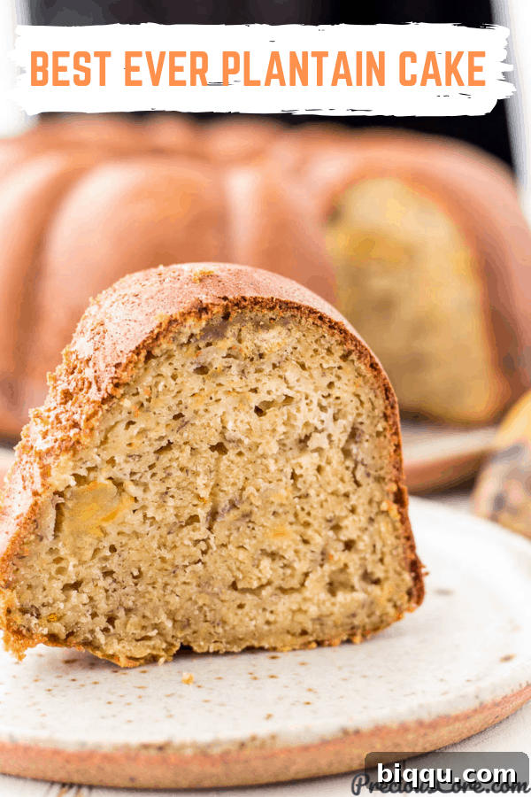 Pinterest optimized image for Plantain Cake recipe