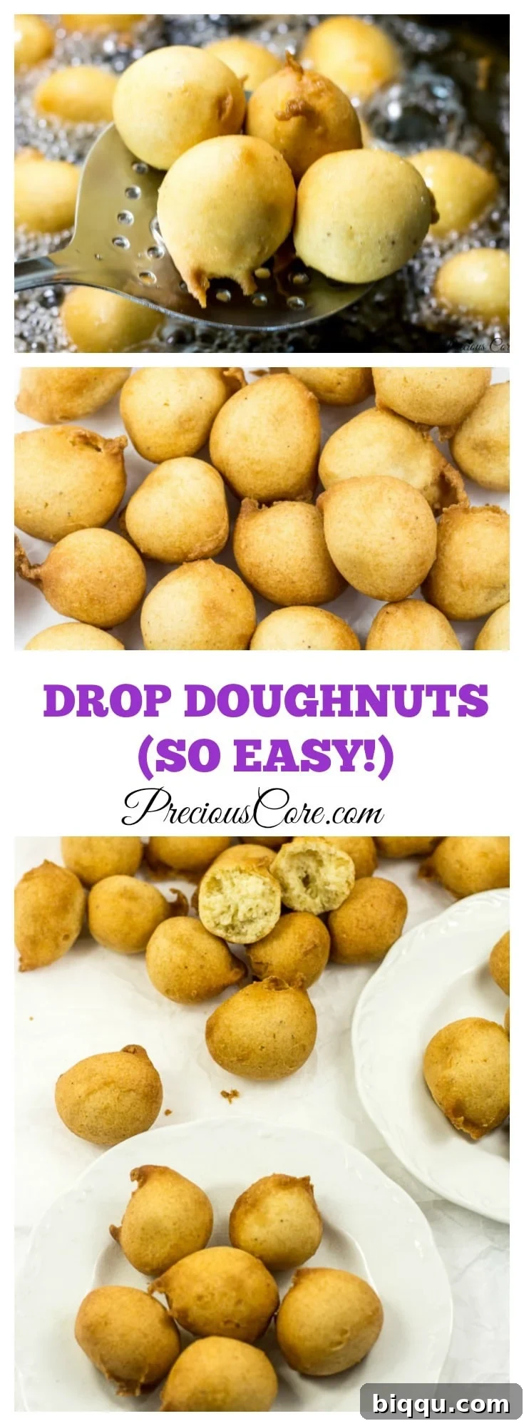 Easy Drop Doughnuts Recipe - Precious Core banner image.