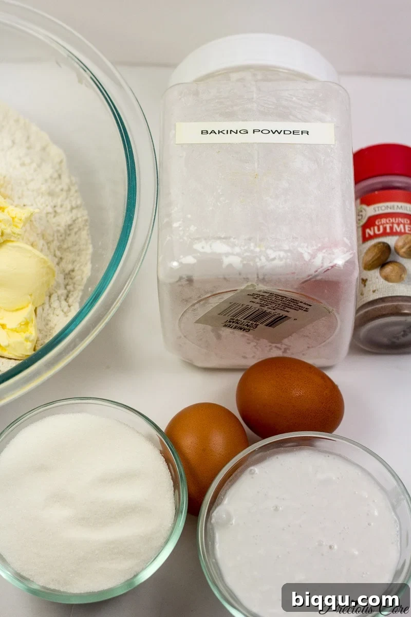 Ingredients for Cameroon doughnuts laid out on a clean surface.