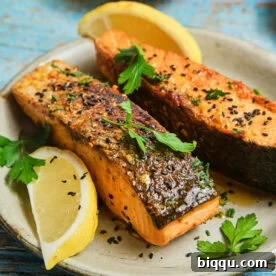 Cajun Honey Butter Salmon on a plate.