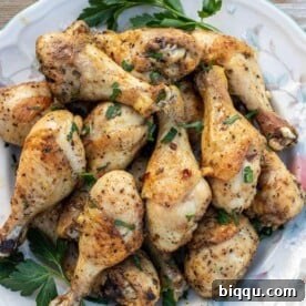 Baked Chicken Drumsticks on a serving platter