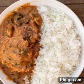 Peanut Stew and Rice in Bowl